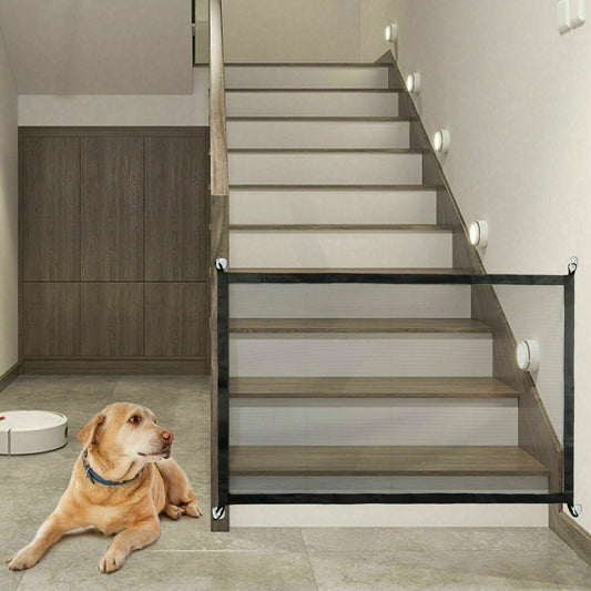 KFX-6409533 Portable Mesh Safety Gate for Pets - Adjustable, Pressure-Mounted Fence for Stairs and Doorways
