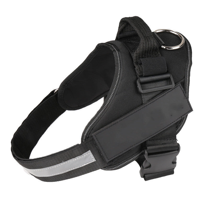KFX-6411325 Adjustable Nylon Dog Chest Harness with Reflective Strips and Durable Traction Rope