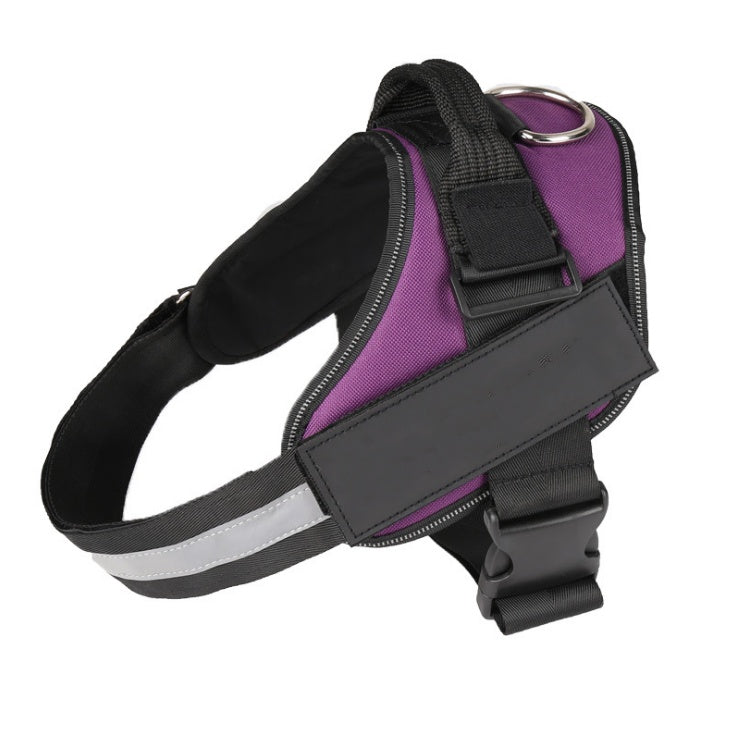 KFX-6411325 Adjustable Nylon Dog Chest Harness with Reflective Strips and Durable Traction Rope