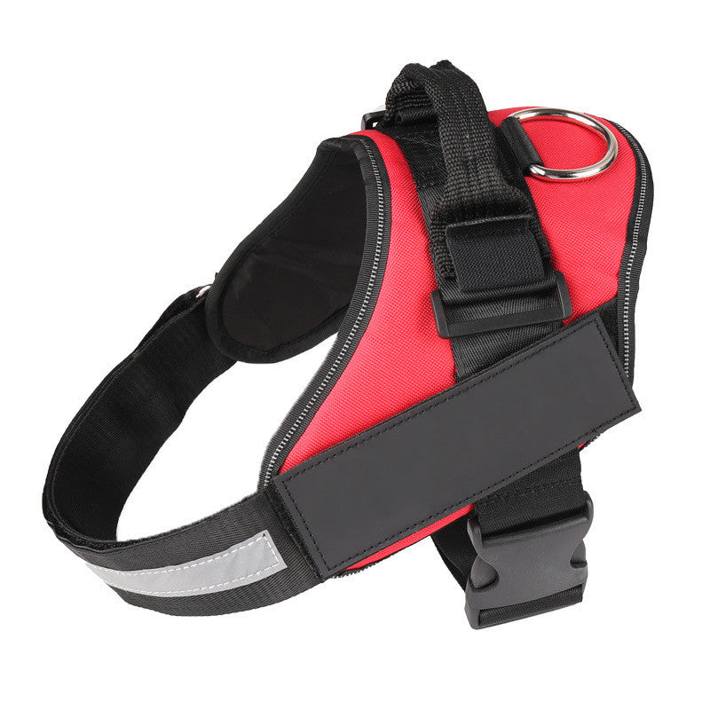 KFX-6411325 Adjustable Nylon Dog Chest Harness with Reflective Strips and Durable Traction Rope
