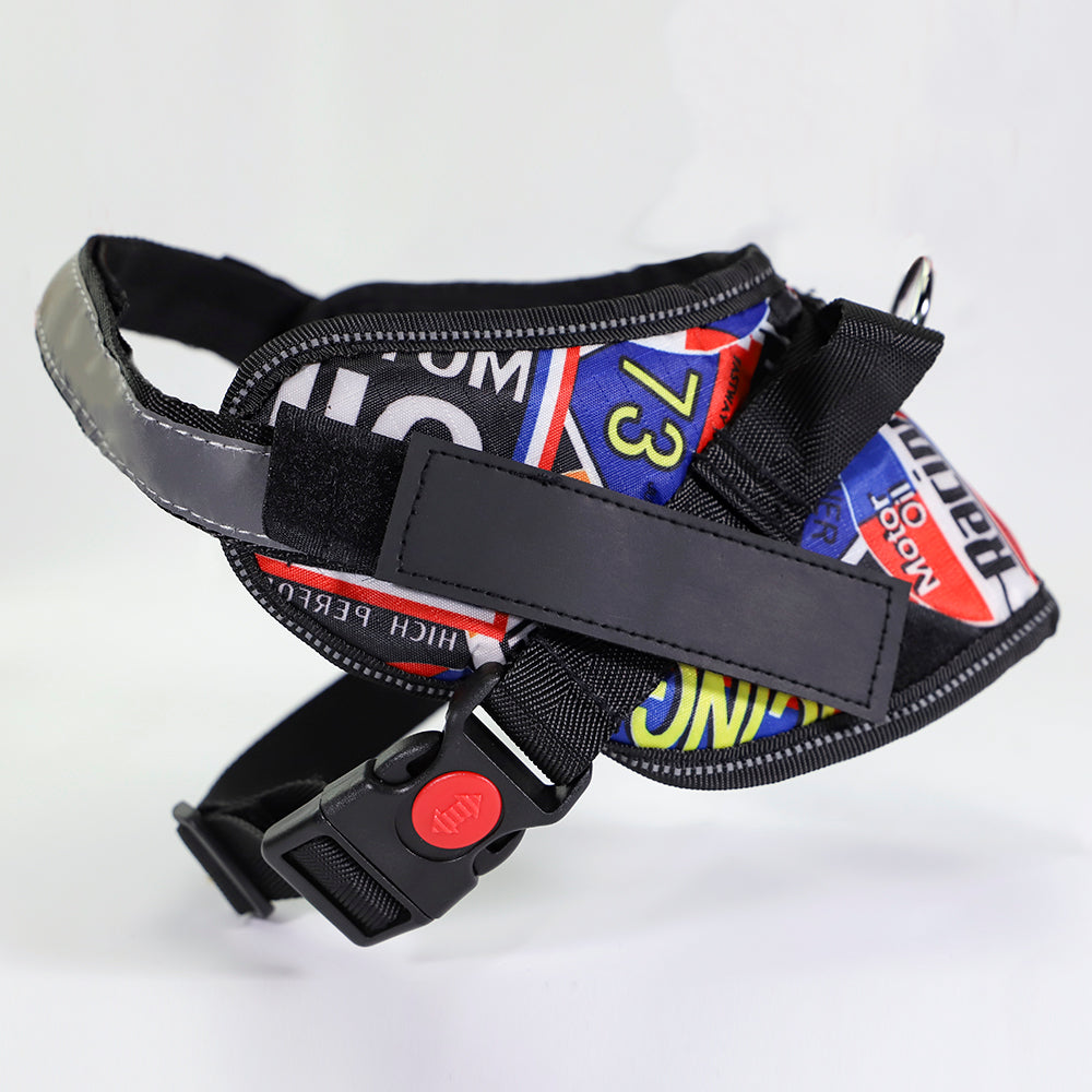 KFX-6411325 Adjustable Nylon Dog Chest Harness with Reflective Strips and Durable Traction Rope