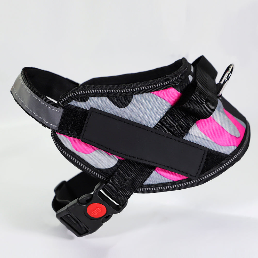 KFX-6411325 Adjustable Nylon Dog Chest Harness with Reflective Strips and Durable Traction Rope