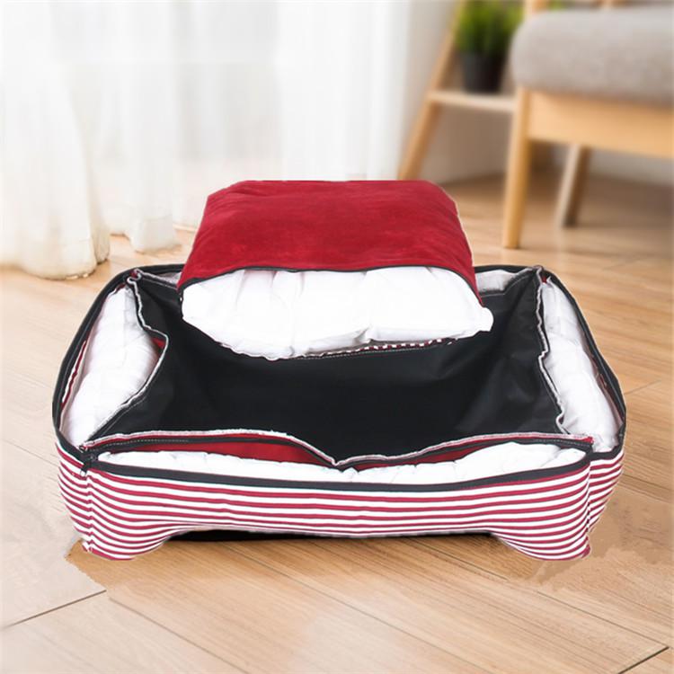 KFX-6412093 Removable and Washable Canvas Pet Nest for All Seasons - Available in Dark Blue, Gray, Brown, and Red, Sizes 50CM, 70CM, 90CM