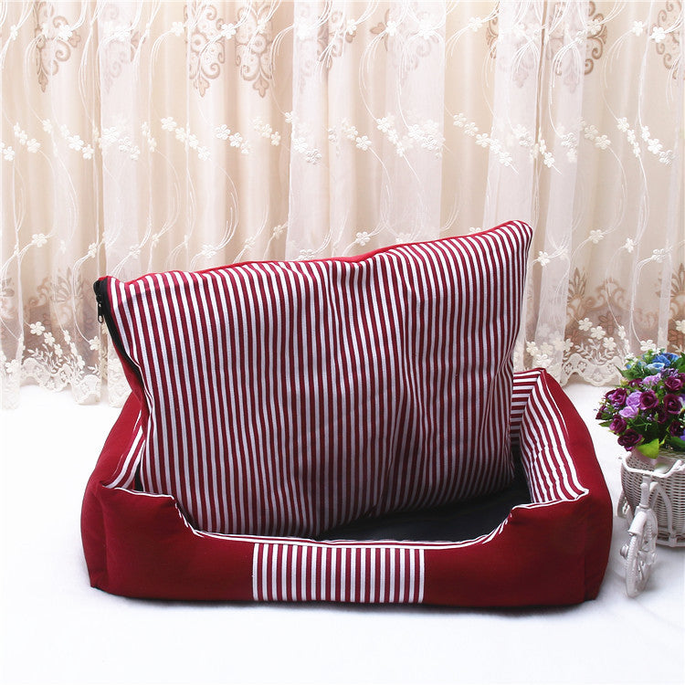 KFX-6412093 Removable and Washable Canvas Pet Nest for All Seasons - Available in Dark Blue, Gray, Brown, and Red, Sizes 50CM, 70CM, 90CM