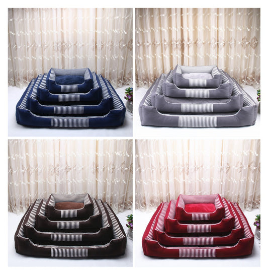 KFX-6412093 Removable and Washable Canvas Pet Nest for All Seasons - Available in Dark Blue, Gray, Brown, and Red, Sizes 50CM, 70CM, 90CM