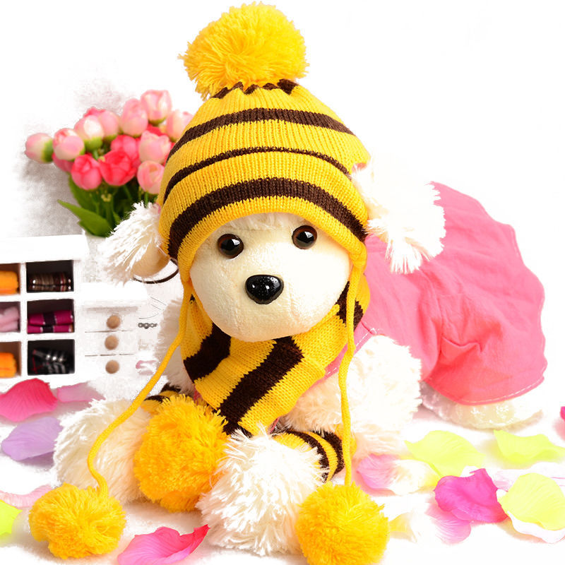 KFX-6414397 Three-Piece Warm Pet Hat, Scarf, and Foot Cover Set for Winter Protection