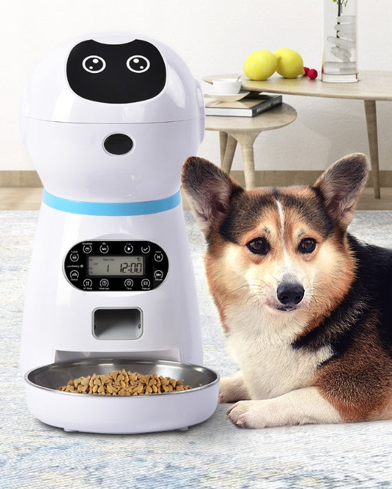 KFX-6415805 Automatic Pet Feeder with Removable Grain Barrel and Voice Record Function