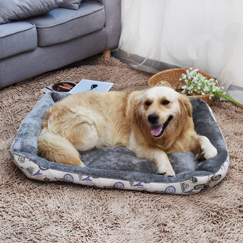KFX-6416061 Cozy Pet Bed for All Dog Sizes in Soft Cloth – Available in Brown, Gray, Pink, and Beige