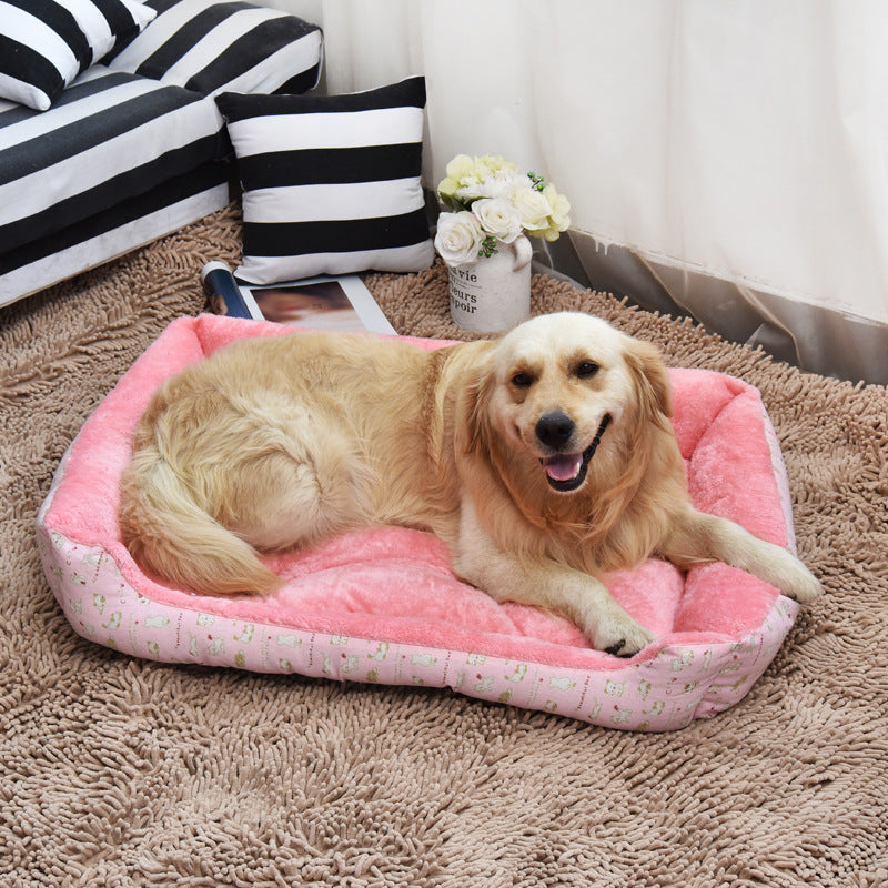 KFX-6416061 Cozy Pet Bed for All Dog Sizes in Soft Cloth – Available in Brown, Gray, Pink, and Beige