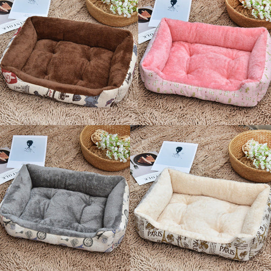 KFX-6416061 Cozy Pet Bed for All Dog Sizes in Soft Cloth – Available in Brown, Gray, Pink, and Beige