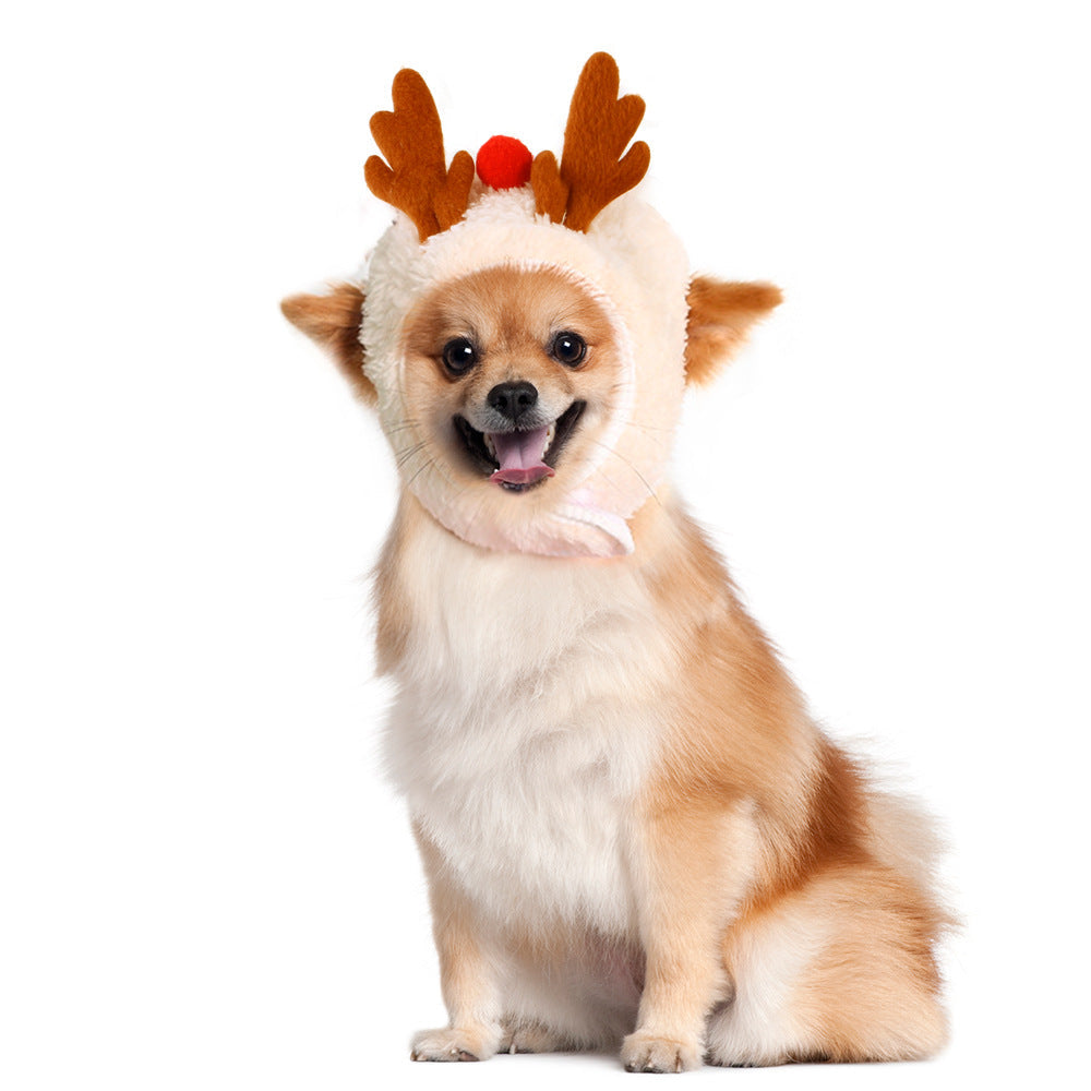 KFX-6416189 Winter Pet Costume with Cute Christmas Antlers and Bibs for Small to Medium Pets