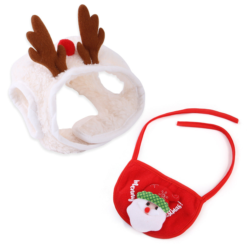 KFX-6416189 Winter Pet Costume with Cute Christmas Antlers and Bibs for Small to Medium Pets
