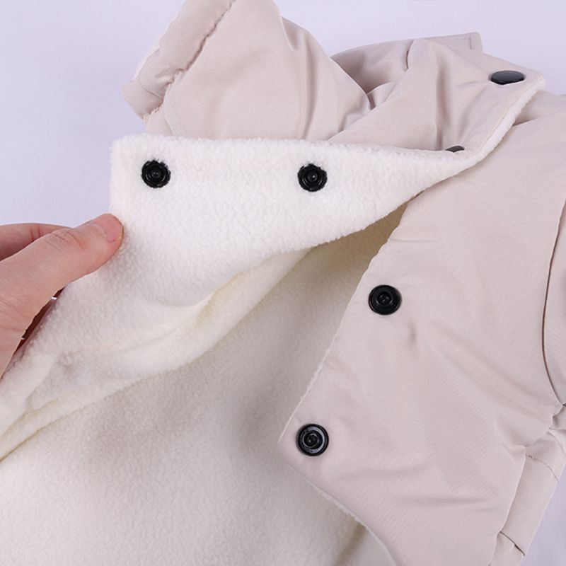 KFX-6416445 Cozy Plus Velvet Digital Coat for Dogs - Autumn and Winter Apparel in Light Khaki, Bean Paste Powder, Dark Night Blue