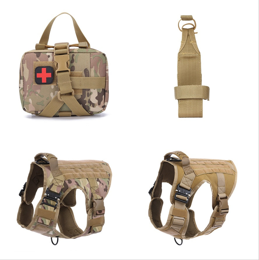 KFX-6417469 Tactical Outdoor Dog Vest with Quick Disassembly for Training - Available in Black, Camouflage, and Multiple Sizes