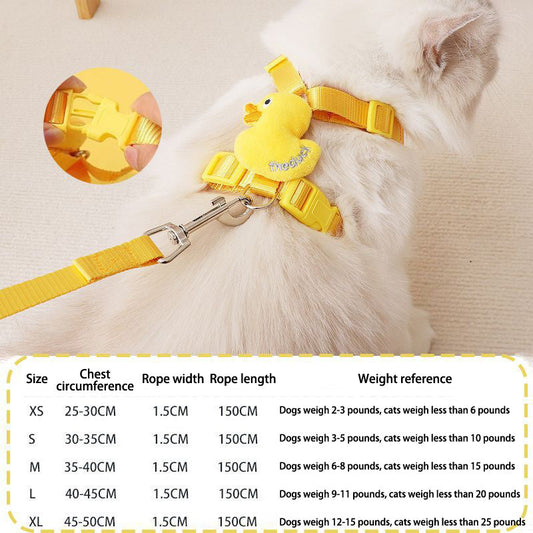 KFX-6419261 Adjustable Yellow Duck Traction Vest and Rope for Cats – Durable, Comfortable, Easy to Clean