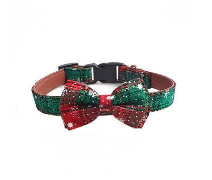 KFX-6419773 Adjustable Christmas Pet Collar for Dogs and Cats - Cute Holiday Design in Red and Green