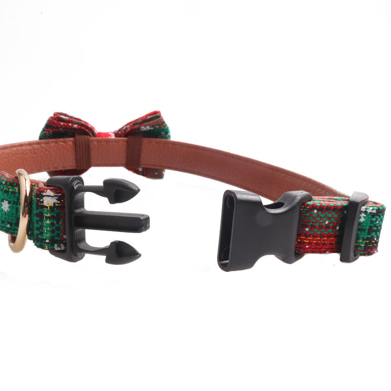 KFX-6419773 Adjustable Christmas Pet Collar for Dogs and Cats - Cute Holiday Design in Red and Green