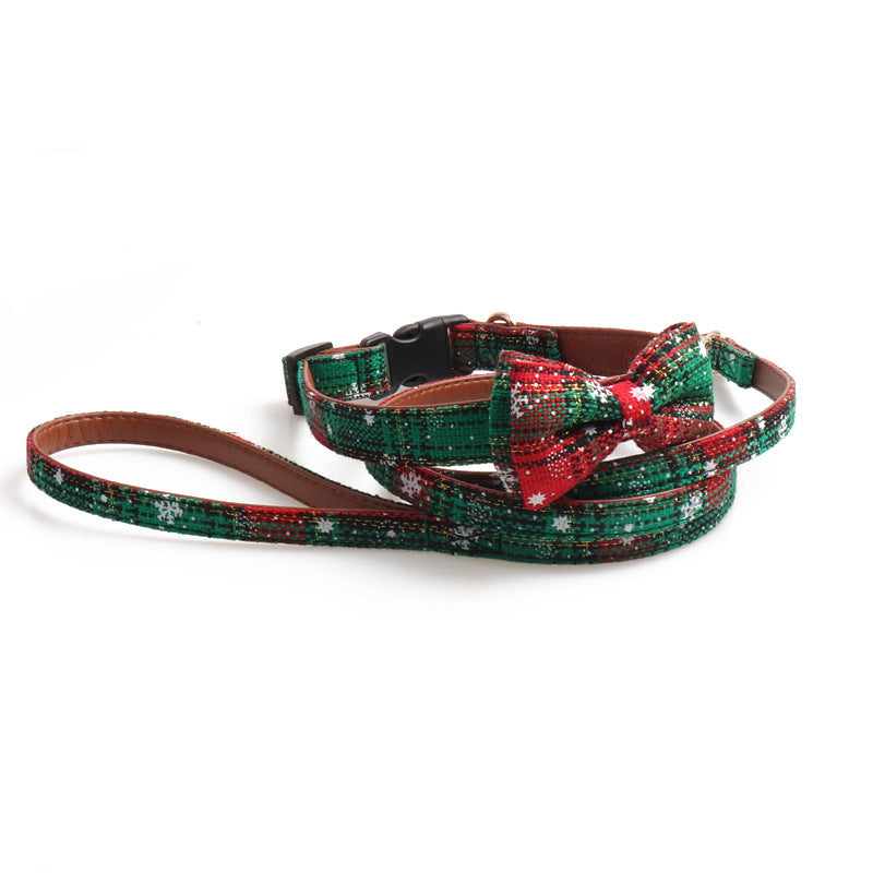 KFX-6419773 Adjustable Christmas Pet Collar for Dogs and Cats - Cute Holiday Design in Red and Green