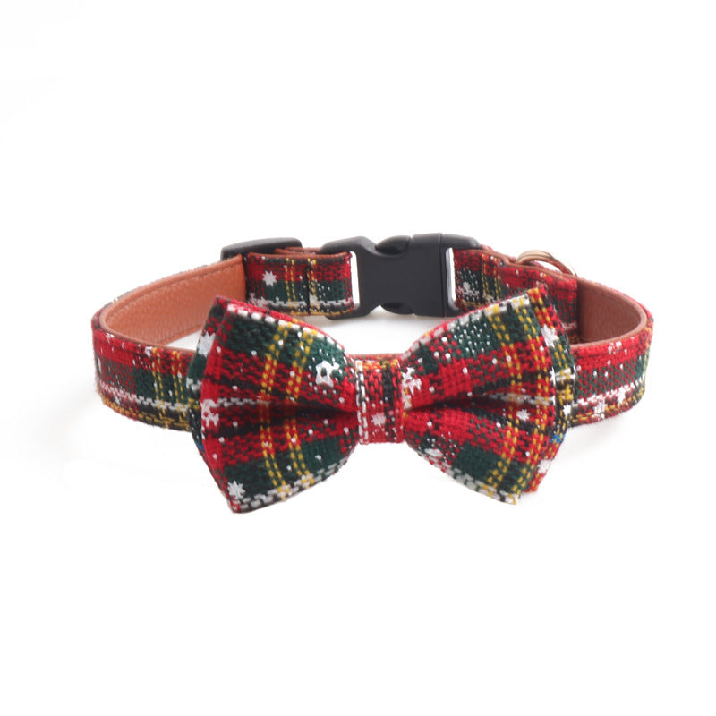 KFX-6419773 Adjustable Christmas Pet Collar for Dogs and Cats - Cute Holiday Design in Red and Green