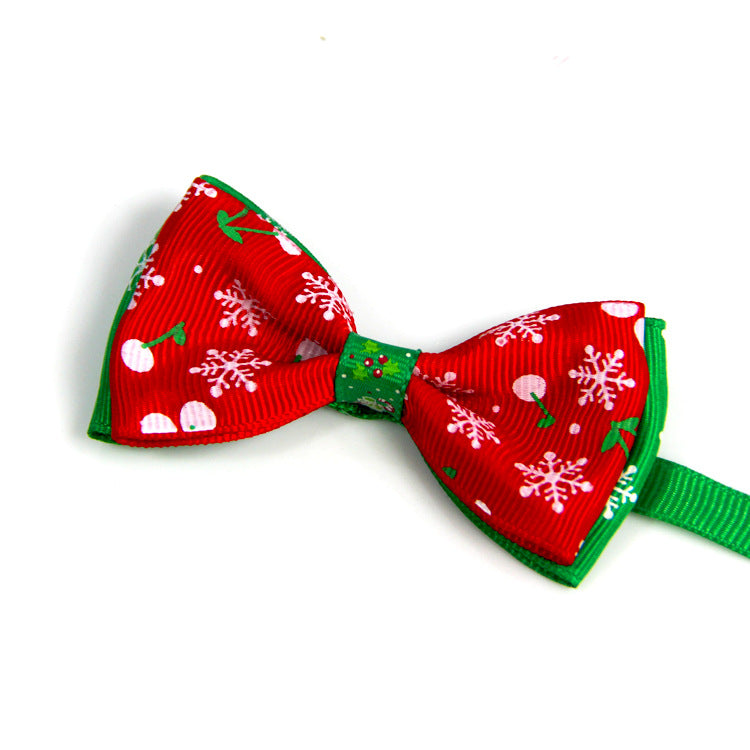 KFX-6420029 Handmade Christmas Pet Bow Tie for Dogs and Cats - Adjustable Neck Size, 8.5cm Bow, 9 Color Options