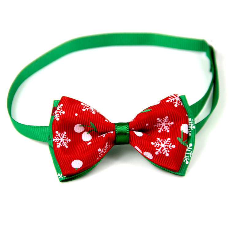 KFX-6420029 Handmade Christmas Pet Bow Tie for Dogs and Cats - Adjustable Neck Size, 8.5cm Bow, 9 Color Options