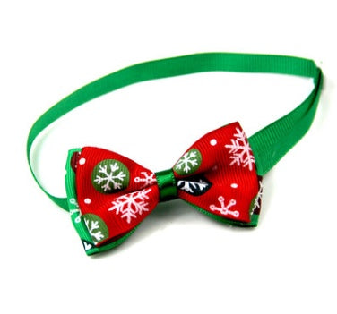 KFX-6420029 Handmade Christmas Pet Bow Tie for Dogs and Cats - Adjustable Neck Size, 8.5cm Bow, 9 Color Options