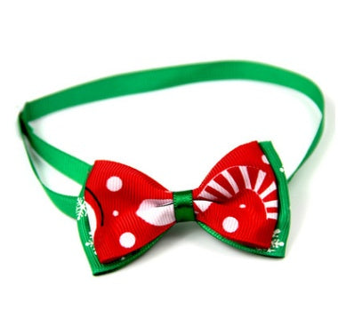 KFX-6420029 Handmade Christmas Pet Bow Tie for Dogs and Cats - Adjustable Neck Size, 8.5cm Bow, 9 Color Options