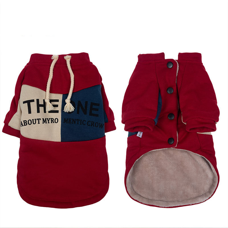 KFX-6422845 Cozy Cotton Two-Legged Sweater for Small Dogs in Red, Blue, and Gray