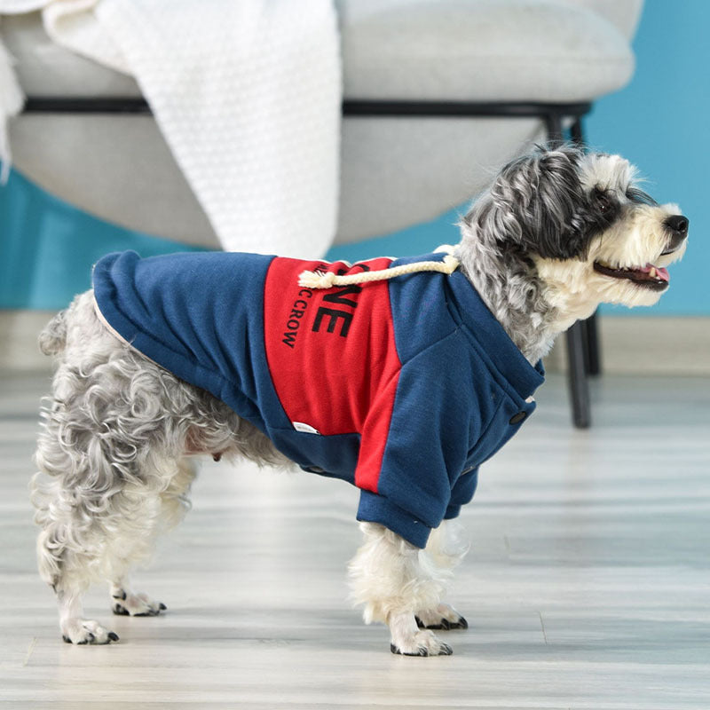KFX-6422845 Cozy Cotton Two-Legged Sweater for Small Dogs in Red, Blue, and Gray