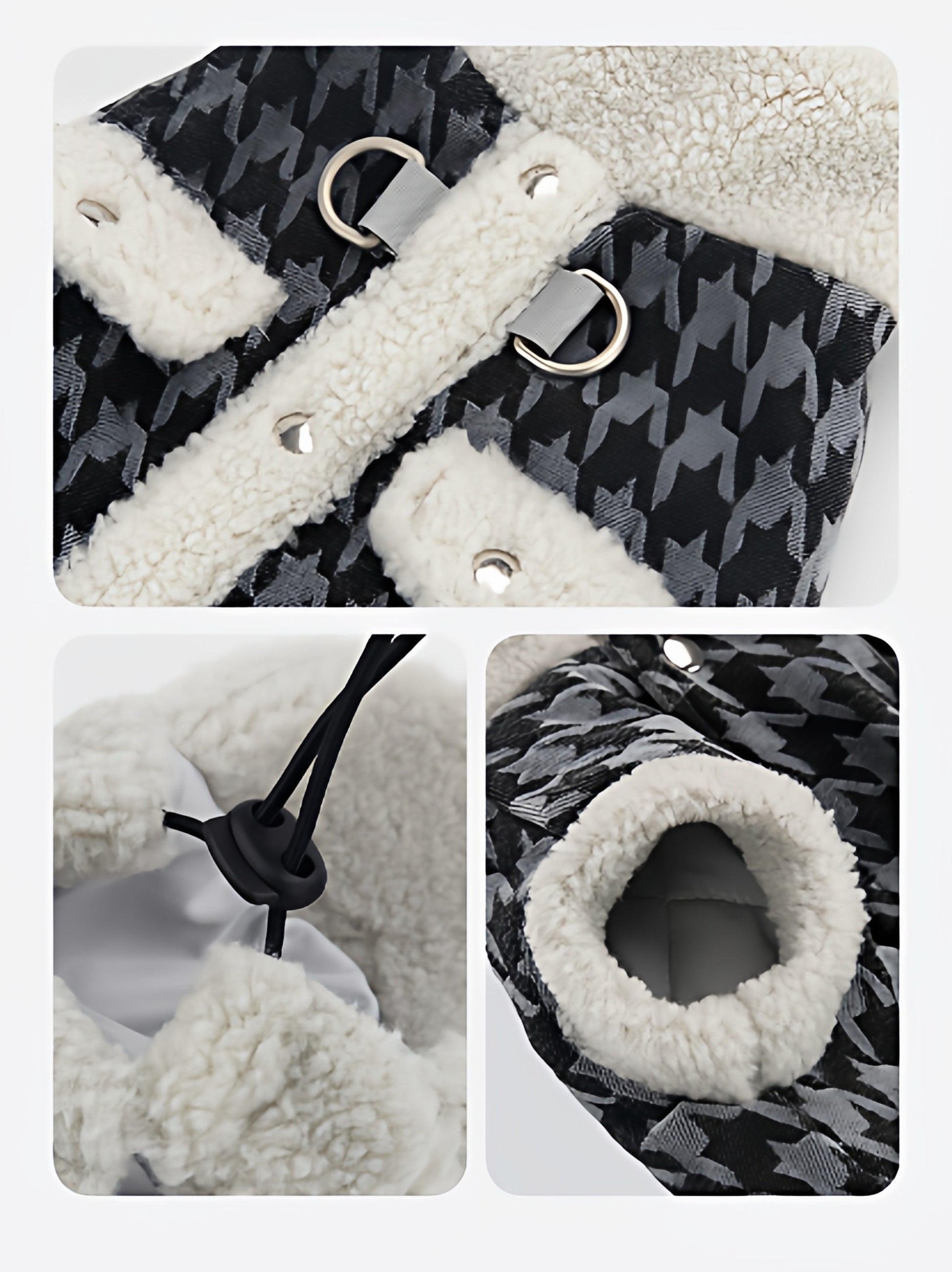KFX-6423357 Houndstooth Cotton-Padded Jacket for Small Dogs - Warm and Cozy Pet Apparel