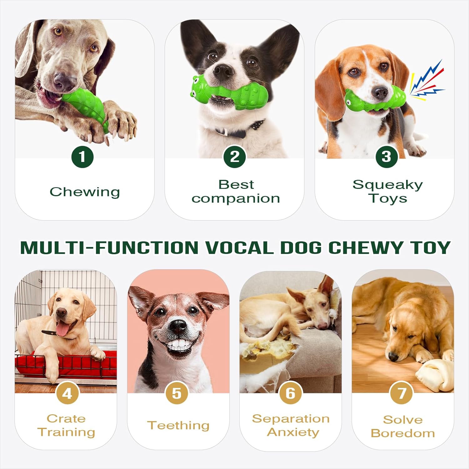 KFX-6425021 Interactive Bug-Shaped Dog Chew Toy - Durable, Squeaky, Bite Resistant TPR for Medium to Large Dogs