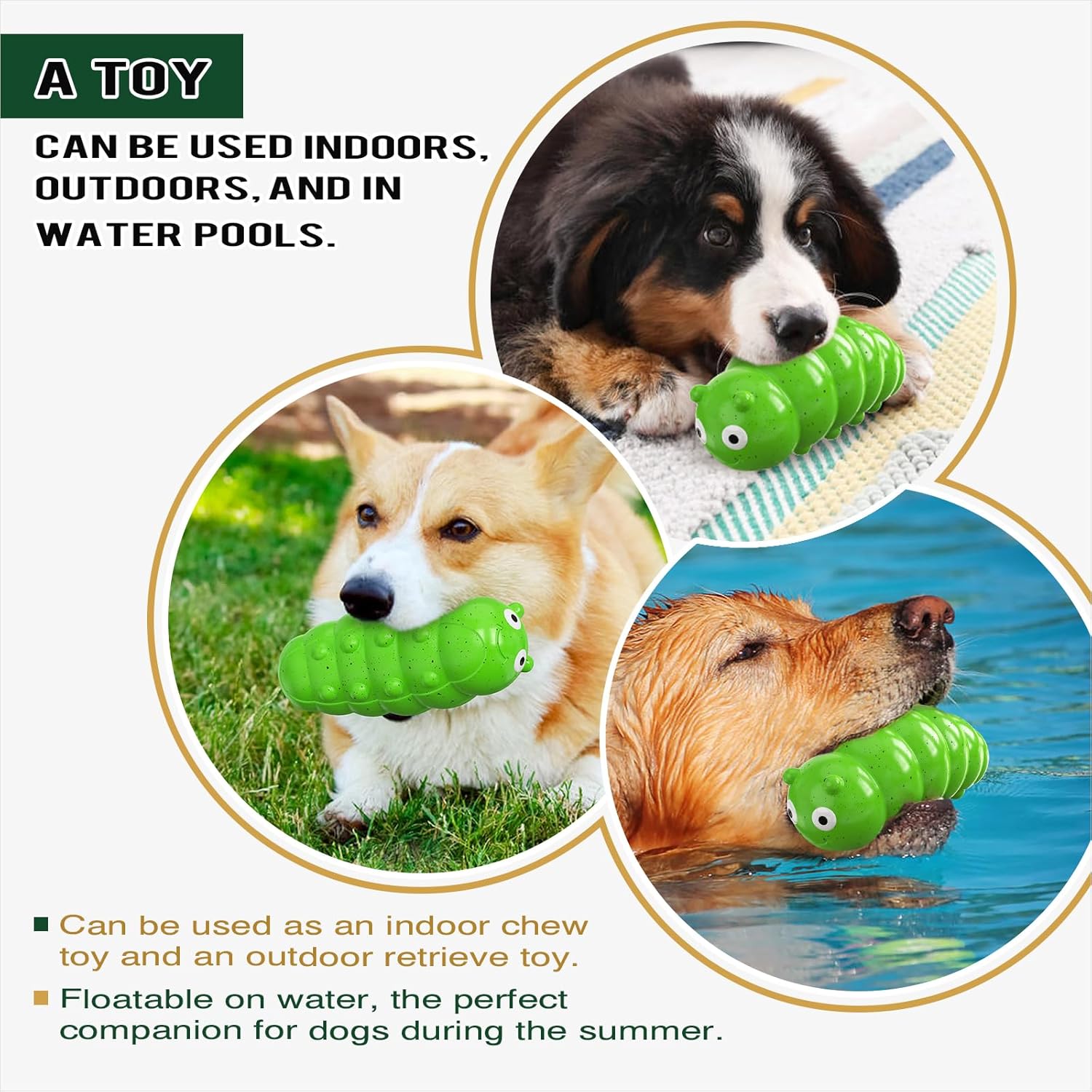 KFX-6425021 Interactive Bug-Shaped Dog Chew Toy - Durable, Squeaky, Bite Resistant TPR for Medium to Large Dogs