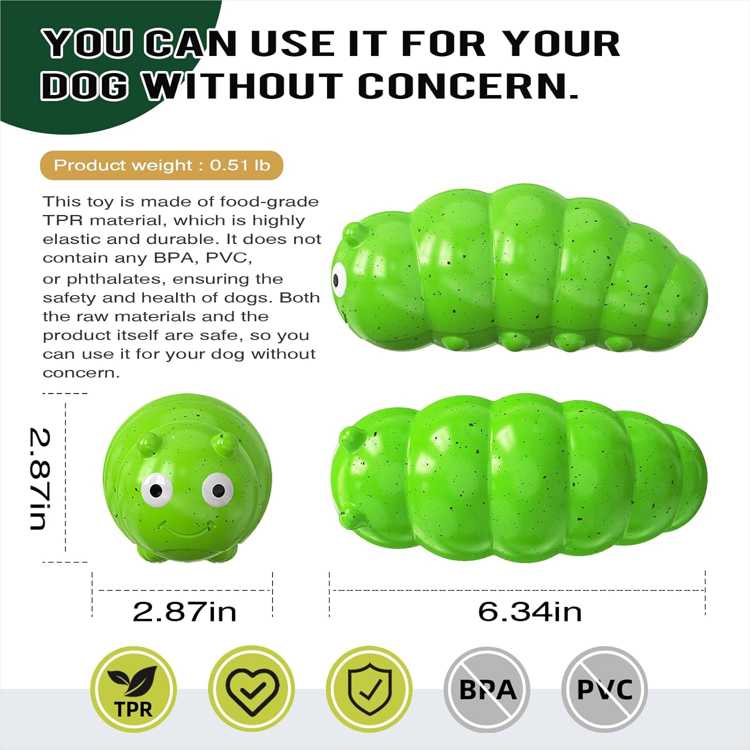 KFX-6425021 Interactive Bug-Shaped Dog Chew Toy - Durable, Squeaky, Bite Resistant TPR for Medium to Large Dogs