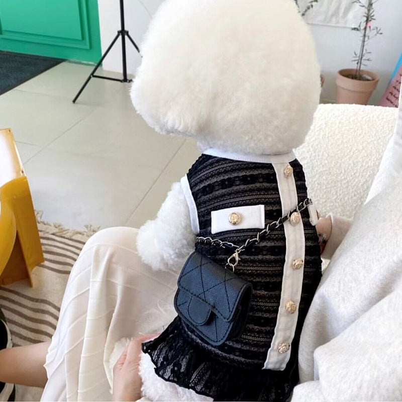 KFX-6425917 Classic Pet Skirt for Small Dogs - Summer Fashion in White and Black, Available in Various Sizes