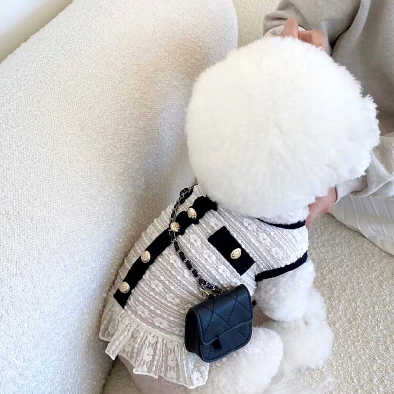 KFX-6425917 Classic Pet Skirt for Small Dogs - Summer Fashion in White and Black, Available in Various Sizes