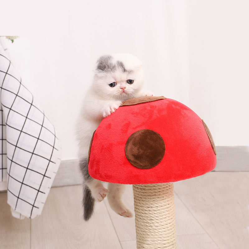 KFX-6426813 Mushroom Climbing Frame for Cats - Sisal, Wood, and Flannel Cat Toy