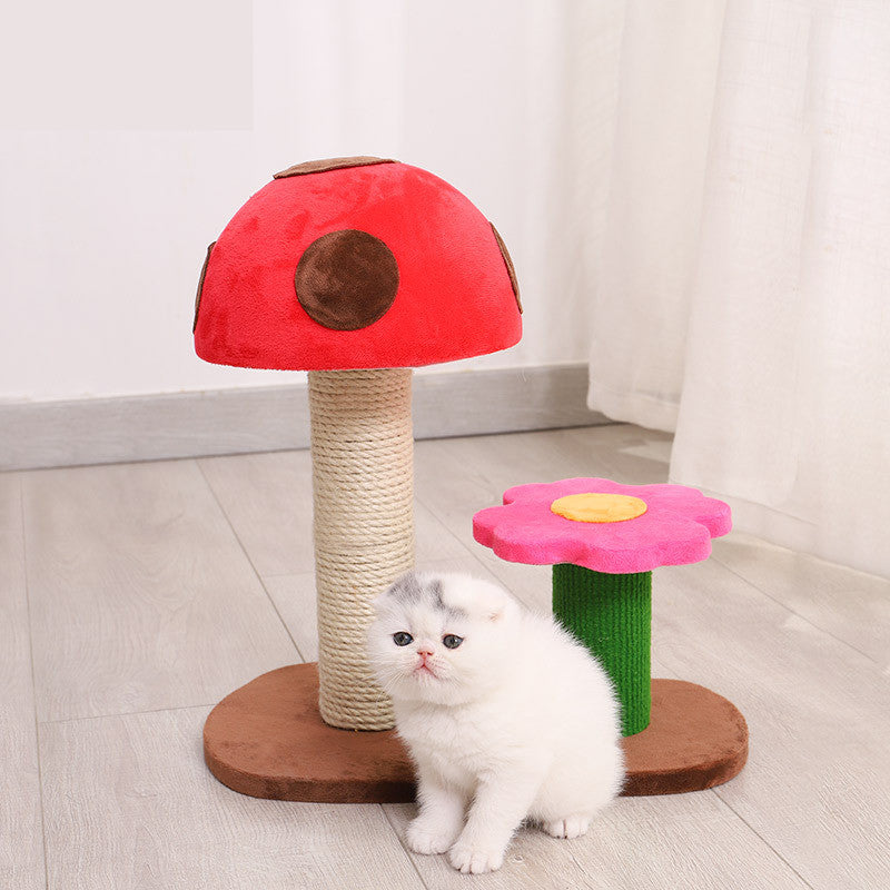 KFX-6426813 Mushroom Climbing Frame for Cats - Sisal, Wood, and Flannel Cat Toy