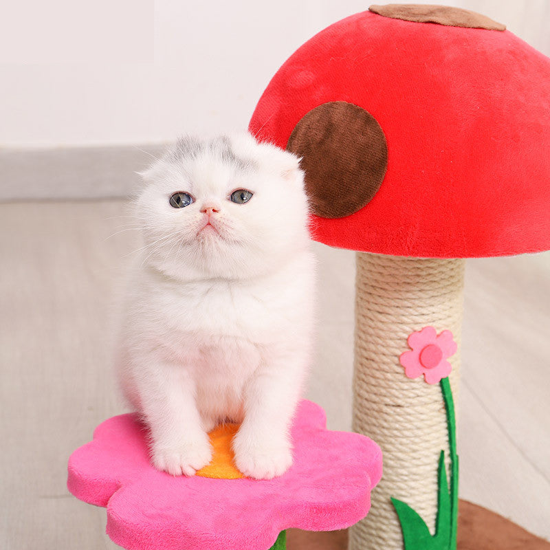 KFX-6426813 Mushroom Climbing Frame for Cats - Sisal, Wood, and Flannel Cat Toy