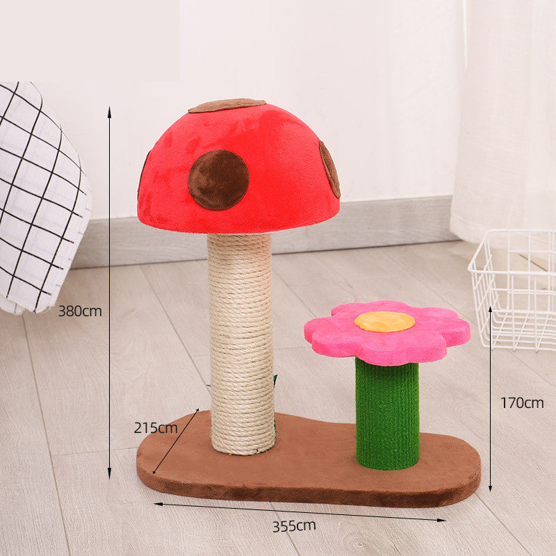 KFX-6426813 Mushroom Climbing Frame for Cats - Sisal, Wood, and Flannel Cat Toy