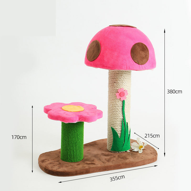 KFX-6426813 Mushroom Climbing Frame for Cats - Sisal, Wood, and Flannel Cat Toy