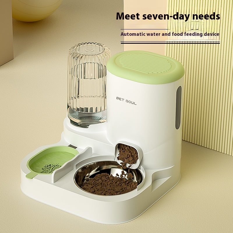 KFX-6429501 Automatic Cat Water Fountain with Integrated Double Stainless Steel Bowls - Available in Multiple Colors