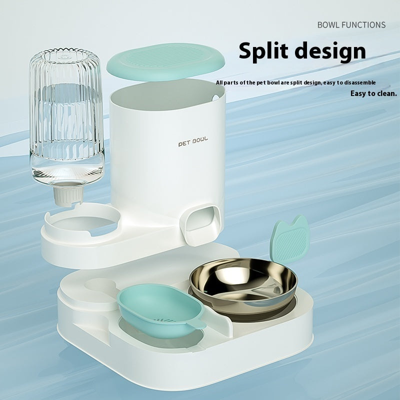 KFX-6429501 Automatic Cat Water Fountain with Integrated Double Stainless Steel Bowls - Available in Multiple Colors