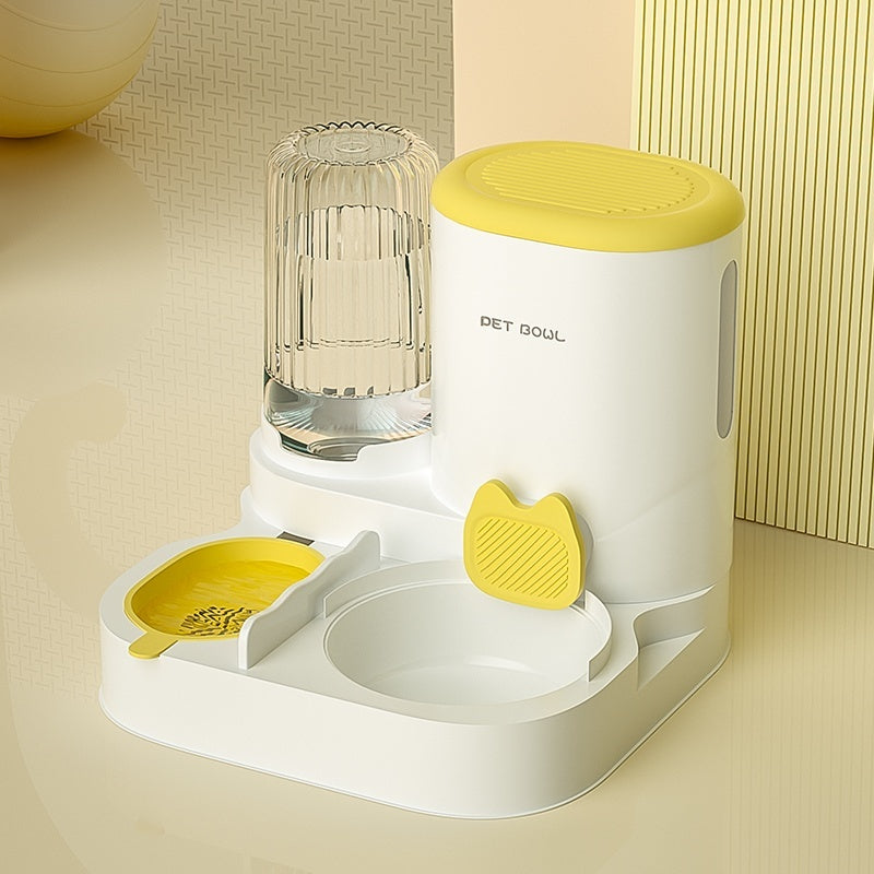 KFX-6429501 Automatic Cat Water Fountain with Integrated Double Stainless Steel Bowls - Available in Multiple Colors