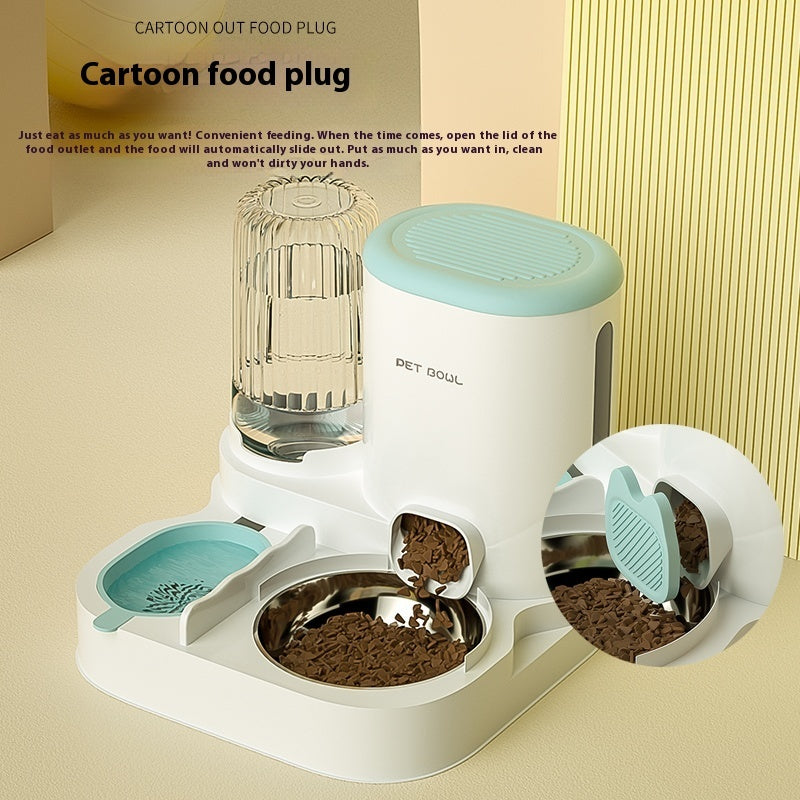 KFX-6429501 Automatic Cat Water Fountain with Integrated Double Stainless Steel Bowls - Available in Multiple Colors
