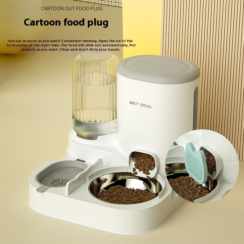 KFX-6429501 Automatic Cat Water Fountain with Integrated Double Stainless Steel Bowls - Available in Multiple Colors