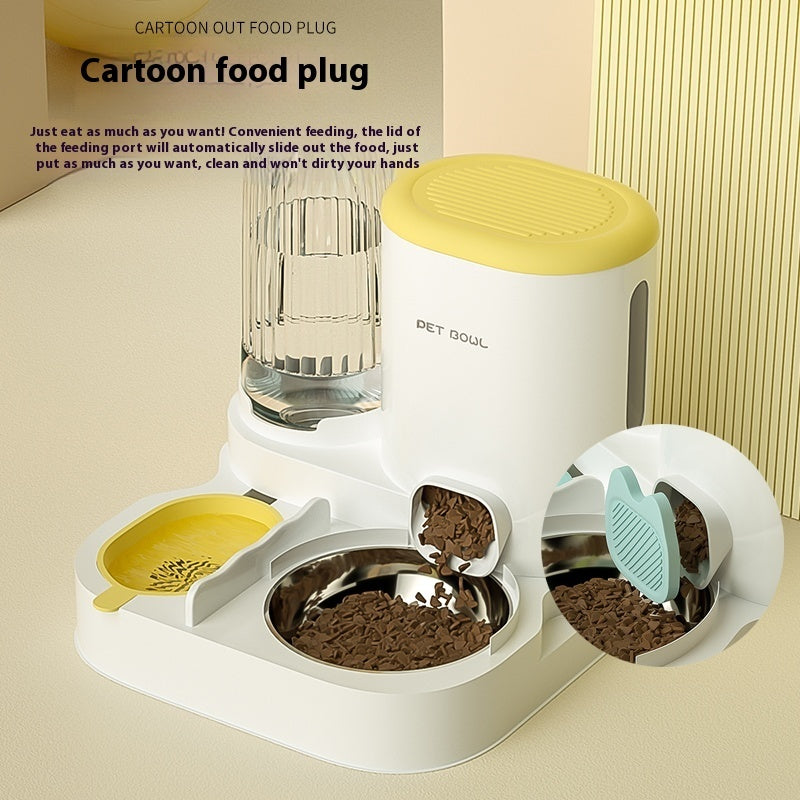KFX-6429501 Automatic Cat Water Fountain with Integrated Double Stainless Steel Bowls - Available in Multiple Colors