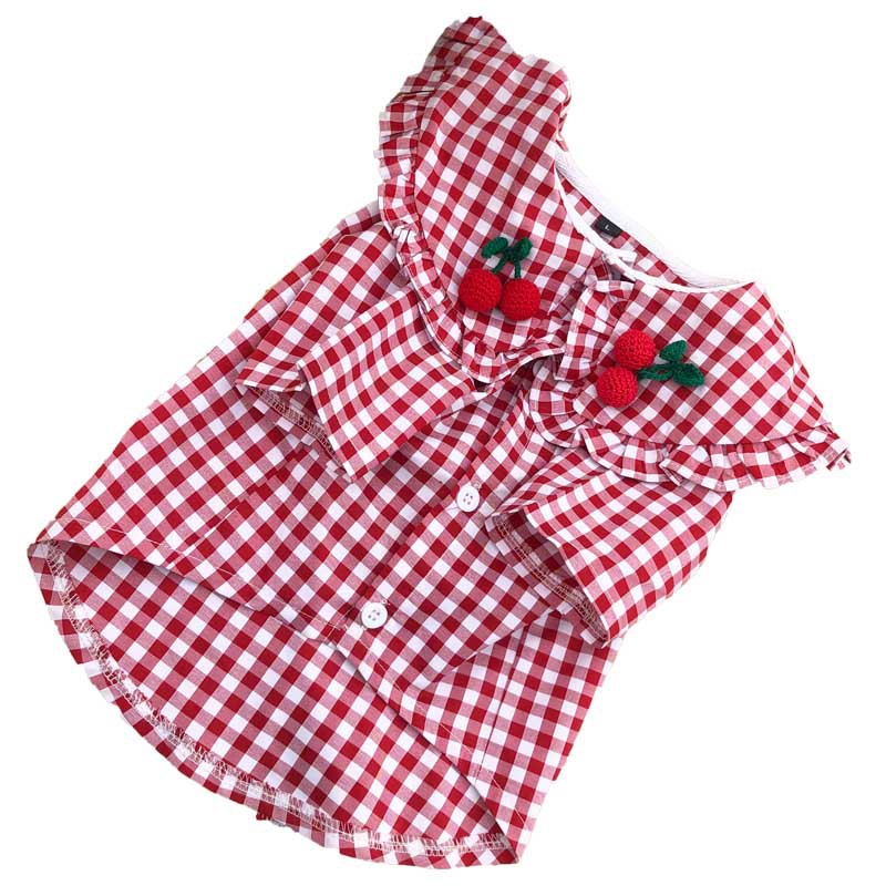 KFX-6431677 Checkered Cotton Summer Shirt for Small Dogs - Casual Outfit in Multiple Sizes