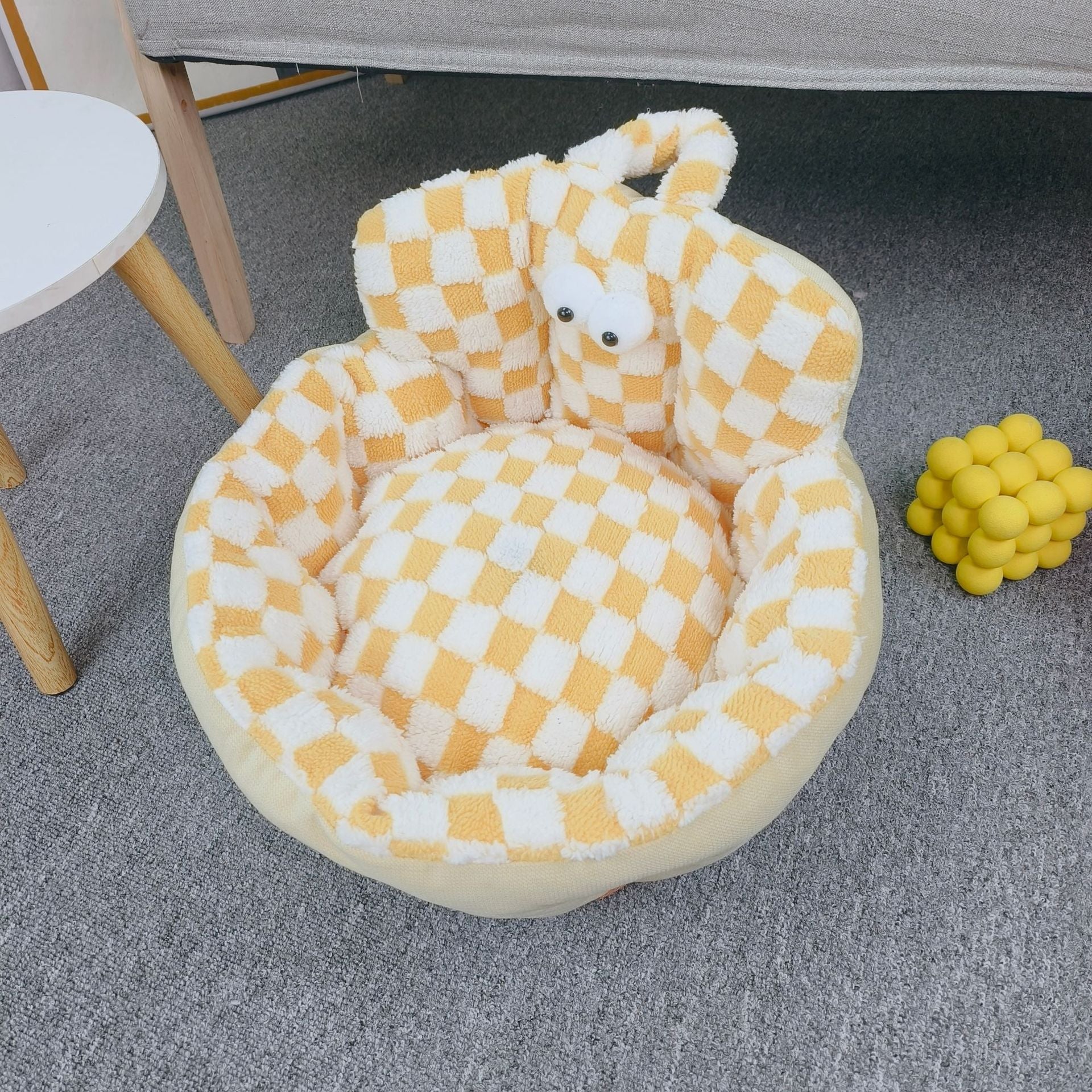 KFX-6433341 Cozy Round Pet Bed for Dogs and Cats, Soft Multi-Season Design, 48cm & 60cm Sizes Available
