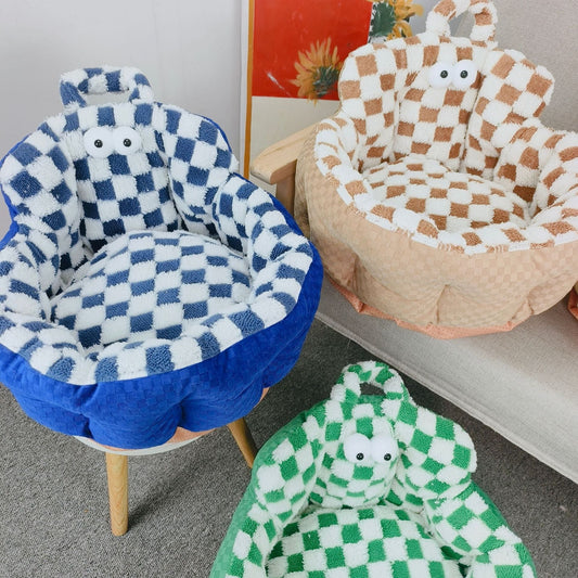 KFX-6433341 Cozy Round Pet Bed for Dogs and Cats, Soft Multi-Season Design, 48cm & 60cm Sizes Available