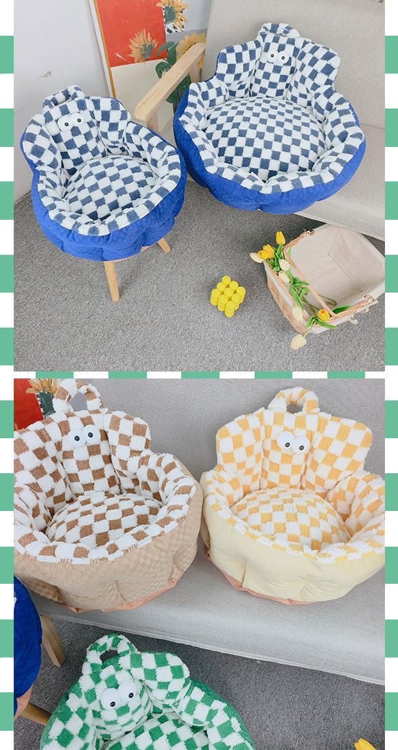 KFX-6433341 Cozy Round Pet Bed for Dogs and Cats, Soft Multi-Season Design, 48cm & 60cm Sizes Available
